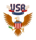 USA Bald Eagle and Flag Poster Vector Illustration