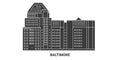 Usa, Baltimore travel landmark vector illustration