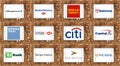 Usa banks brands and logos Royalty Free Stock Photo