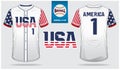 USA Baseball jersey, sport uniform, raglan t-shirt sport, short, sock template. Baseball t-shirt mock up. Front and back view