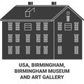 Usa, Birmingham, Birmingham Museum And Art Gallery travel landmark vector illustration Royalty Free Stock Photo