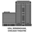 Usa, Birmingham, Chicago Theatre travel landmark vector illustration