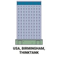 Usa, Birmingham, Thinktank travel landmark vector illustration