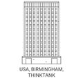 Usa, Birmingham, Thinktank travel landmark vector illustration