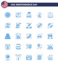 25 USA Blue Signs Independence Day Celebration Symbols of landmark; award; garland; achievement; party