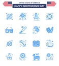 16 USA Blue Signs Independence Day Celebration Symbols of sunglasses; star; western; police; pot