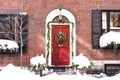 House with christmas wreath on front door in Beacon Hill Area Royalty Free Stock Photo