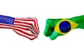 USA and Brazil flag. Concept fight, business competition, conflict or sporting events Royalty Free Stock Photo