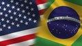 Usa Brazil Realistic Half Flags Together Royalty Free Stock Photo