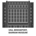 Usa, Bridgeport, Barnum Museum travel landmark vector illustration