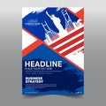 USA Brochure Design July Independence Day with ribbon flag