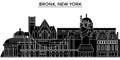 Usa, Bronx, New York Architecture Vector City Skyline, Travel Cityscape With Landmarks, Buildings, Isolated Sights On