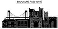 Usa, Brooklyn, New York Architecture Vector City Skyline, Travel Cityscape With Landmarks, Buildings, Isolated Sights On