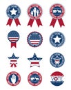 Usa buttons and seal stamps of vote concept