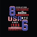 USA, California, Brooklyn typography t shirt design graphic stock vector