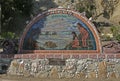 USA, California, Catalina Island - November 24, 2009: Mosaic on the marine theme in the coastal park on the beach in the town of A