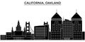 Usa, California Oakland architecture vector city skyline, travel cityscape with landmarks, buildings, isolated sights on