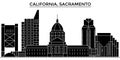 Usa, California Sacramento architecture vector city skyline, travel cityscape with landmarks, buildings, isolated sight Royalty Free Stock Photo