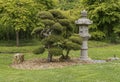 Gray cut stone lantern statue at Japanese Garden, San Francisco, CA, USA Royalty Free Stock Photo