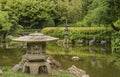 2 lantern statues in pond, Japanese Garden, San Francisco, CA, USA Royalty Free Stock Photo