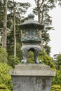 Green bronze lantern statue in Japanese Garden, San Francisco, CA, USA Royalty Free Stock Photo