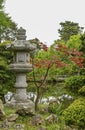 Portrait of stone lantern in Japanese Garden, San Francisco, CA, USA Royalty Free Stock Photo