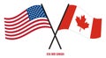 USA and Canada Flags Crossed And Waving Flat Style. Official Proportion. Correct Colors