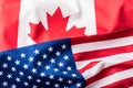 USA and Canada. USA flag and Canada flag Royalty Free Stock Photo