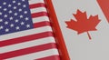 USA and Canadian flags. 3D rendered illustration.