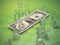 USA cash and chess pieces. Economic forecasts. Royalty Free Stock Photo