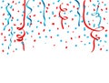 USA celebration red and blue confetti and Ribbons Falling. Concept in national colors for American independence day, celebration e