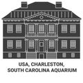 Usa, Charleston, South Carolina Aquarium travel landmark vector illustration