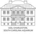 Usa, Charleston, South Carolina Aquarium travel landmark vector illustration