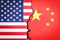 USA and China conflict concept, 3D
