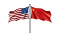 Usa and China flags. Vector illustration on white background Royalty Free Stock Photo