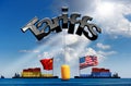 USA and China trade war - Customs tariffs in the sea with cargo container ships Royalty Free Stock Photo