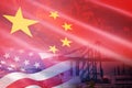 USA and China trade war economy conflict tax business finance money - United States raised taxes on imports of goods from China on Royalty Free Stock Photo