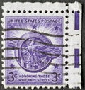 USA - Circa 1946: a postage stamp printed in the US showing five stars stand for the five services - Army, Navy, Coast Guard, Mari