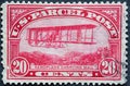 USA - Circa 1912: a postage stamp printed in the US showing a historic aircraft Text: US Parcel Post airplane carring mail