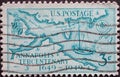 USA - Circa 1939 : a postage stamp printed in the US showing a map of Annapolis Tercentenary with sailing ship. commemorate the 30