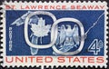 USA - Circa 1959 : a postage stamp printed in the US showing the maple leaf and the eagle as symbols for Canada and the USA, text: