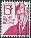 USA - Circa 1968 : a postage stamp printed in the US showing a portrait of the doctor and writer Oliver Wendell Holmes