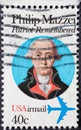 USA - Circa 1980 : a postage stamp printed in the US showing a portrait of the Italian physician, merchant, horticulturalist and c