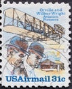 USA - Circa 1978 : a postage stamp printed in the US showing a portrait of the Wright Brothers anniversary of Orville and Wilbur W Royalty Free Stock Photo