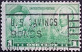 USA - Circa 1936: a postage stamp printed in the US showing the Portraits of Jones, Barry, Bon Homme Richard, Lexington. Army and