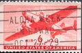 USA - Circa 1943: a postage stamp printed in the US showing a twin-motored transport airplane 6c airmail