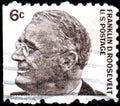 Postage stamp printed in USA showing Franklin Delano Roosevelt Royalty Free Stock Photo