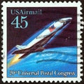 USA - CIRCA 1989: A stamp printed in USA shows a hypersonic airliner, circa 1989.