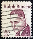 USA - CIRCA 1980: A stamp printed in USA from the `Great Americans` issue shows U.N. Secretariat member Ralph Bunche, circa 1980. Royalty Free Stock Photo