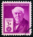 USA - CIRCA 1947: A stamp printed in USA shows Thomas A. Edison, circa 1947. Royalty Free Stock Photo